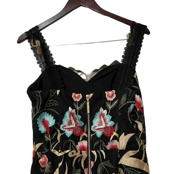 Bronx and Banco Black Floral Midi Dress
